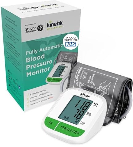 Kinetik Wellbeing Blood Pressure Monitors Large Cuff Universal (22-42cm) - Fully Automatic Upper Arm Blood Pressure Machine - Used by the NHS - Home Use Bp Monitor with Irregular Heartbeat Detection