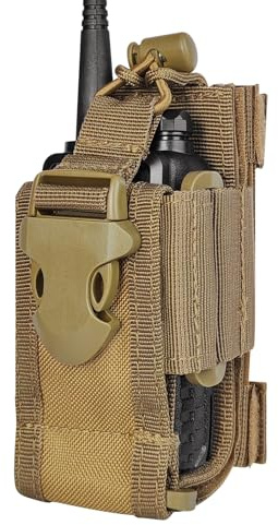 Tactical Radio Holder Radio Case Molle Radio Pouch Military Heavy Duty Radios Holster Bag for Two Ways Walkie Talkies Compatible with Bags/Packs/Duffels by LUITON (Tan)