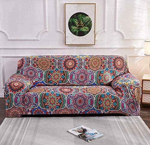 1-Stück Elastisch Sofaüberwurf Sesselbezug, Sofaüberzug Polyester, Sofahusse Sesselhusse Stretch, Sofabezug Für Sofa Sessel Zum Schutz, Universeller All-Inclusive-Sofabezug Bunter Böhmischer Stil