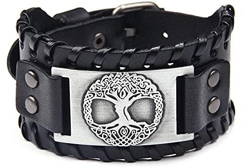 Bracelet en cuir véritable argent antique arbre de vie bracelet en cuir bracelet bracelet pour hommes et femmes