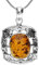Kette mit Anhänger - Fischland 34x21 mm - Silber 925/000 - Bernstein