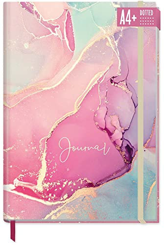 paper&you® Bullet Journal dotted A4+ mit Gummiband Silky Pink 156 Seiten, Notizbuch gepunktet, Skizzenbuch, Tagebuch - nachhaltig & klimafreundlich