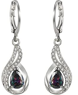BAJIE Ohrring Regenbogen Topas Diamant Ohrringe Frauen Silber 925 Schmuck Edelstein Ohrringe