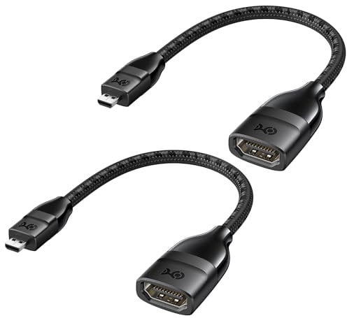 Cable Matters 2er Pack 8K / 4K 120Hz Micro HDMI auf HDMI Adapter (Micro HDMI Adapter) in Schwarz, 12cm mit HDR Unterstützung für Raspberry Pi 4 (RPI4) und mehr