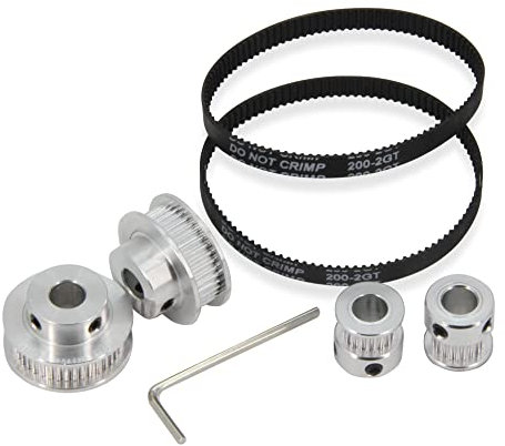 Zeberoxyz 2 Stück Set GT2-Synchronrad, 20 & 40 Zähne, 8mm Bohrung, Aluminium-Zahnriemenscheibe mit 2 Stück Länge 200 mm Breite 6mm Riemen (20-40T-8B-6)