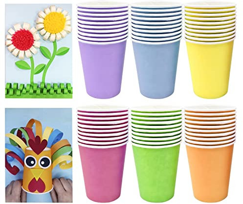 WINSDL 60 Pièces Gobelets en Papier Colorés, Gobelets en Carton de Couleur Multicolore pour Mariage, Enfants, Bricolage, Pratique et Beau (6 Couleurs)