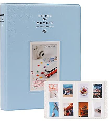Mini-Fotoalbum mit 128 Fächern für Fuji Instax Mini 70 7s 8 8+ 9 11 25 50s 90, Polaroid Sofortbildkamera, Kodak Smile Printomatic Sofortbildkamera und Karten. (Blau)
