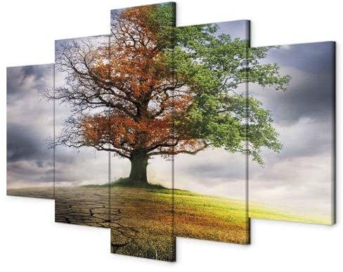 murando - Bilder Baum 150x75 cm Vlies Leinwandbild 5 tlg Kunstdruck modern Wandbilder XXL Wanddekoration Design Wand Bild - Natur Vier Jahreszeiten c-A-0172-b-m
