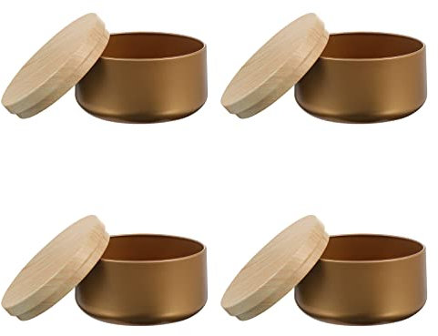 4 Stück Kerzendosen Basteln Gewürzbehälter Kerzenglas Dose Kerzenbehälter Aus Metall Zubehör Für Die Kerzenherstellung Metallbehälter Mit Deckel Reisen Kosmetik Holz Tee-Box