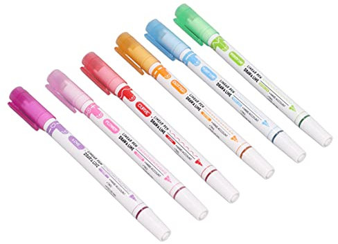 Curve Highlighter Pen, Dual Tip 6 Stück Farbige Curve Pens für Art Design