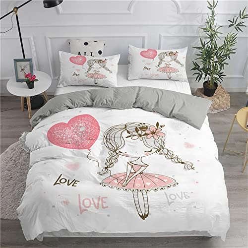 NDXRWDZR Parure de Lit 220x240 Adulte Fille Rose Housse de Couette 2 Personnes avec Fermeture Éclair Doux Confortable Respirant Microfibre Housse de Couette et 2 Taie d'oreiller 65x65 cm
