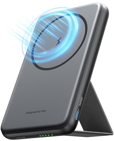 INIU para Magsafe Power Bank, 5500mAh 20W Magnético Bateria Externa Carga Rápida, Wireless Cargador Portátil Powerbank con Soporte para Teléfono para iPhone 12 13 14 15 16 Pro MAX Mini