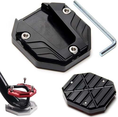 Motorrad Seitenständer Fuß-Verbreiterung Ständer Platte Pad Hohe Festigkeit Kickstand Pad Platte Unterstützung Accessory Motorrad Unterstützung Stützplatte (Schwarz)