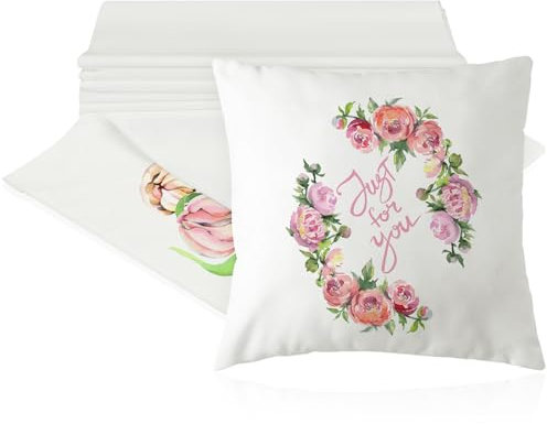 Panelee 12 Stück Reinweiß Kissenbezüge 40 x 40 cm Quadratisch Kopfkissenbezüge mit Unsichtbar Reißverschluss Blanko Kissenhüllen zum Sublimation Basteln Bemalen Drucken DIY Sofa Schlafzimmer Deko