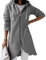 shownicer Giacca Lunga con Cappuccio Donna Manica Lunga Felpe Hoodie Casual Leggera Sweatshirt con Zip Autunno Invernali Tinta Unita Lunga Cappotto Cardigan con Tasche A Grigio XXL