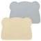 MOJINL Kinder Platzset Bär, Baby Silikon Platzdeckchen Abwaschbar, Rutschfestes Kinder Tischset, BPA Frei Schmutzabweisende Tischunterlage für Kinder und Kleinkinder (Beige Silbergrau)