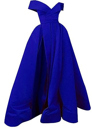 Floor Length Evening Dresses for Women UK Cocktail Dresses Ladies Temperament French Retro Prom Dress Low Cut V Neck Wedding Fit Plain Strapless Short Sleeve Long Dress Party Dresses Blue