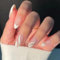 24Pcs French Tip Short Almond Press on Nails - White Swirl Pattern Fake Nails With Glue Stickers, Acrylic Full Cover Oval Removable Stick on for Women Girls Art Decorations