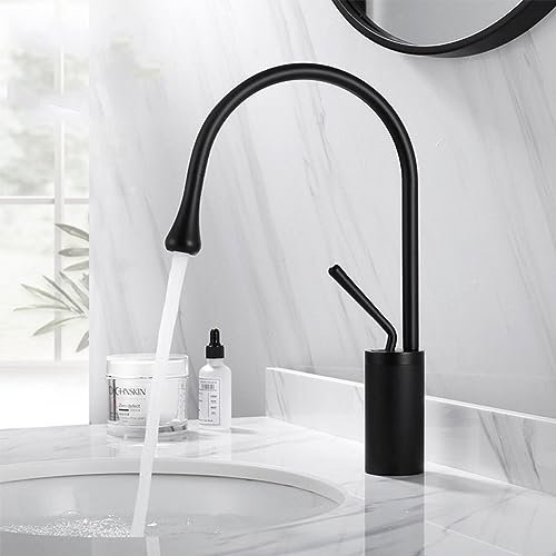 Robinets de lavabo pivotants à 360°, mitigeur design goutte d'eau, robinet de lavabo de salle de bain de luxe léger et moderne, bras pivotant à 360° universel, laiton 59A, poignée unique, facile à ut
