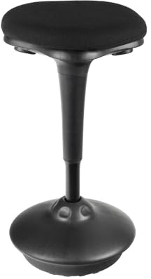 Dönges Ergonomische Stehhilfe höhenverstellbar mit Rundsitz | Sitzbreite 340 mm | Wackelhocker, höhenverstellbarer Bürohocker,Stehhocker, Stehstuhl & Schreibtischhocker in schwarz