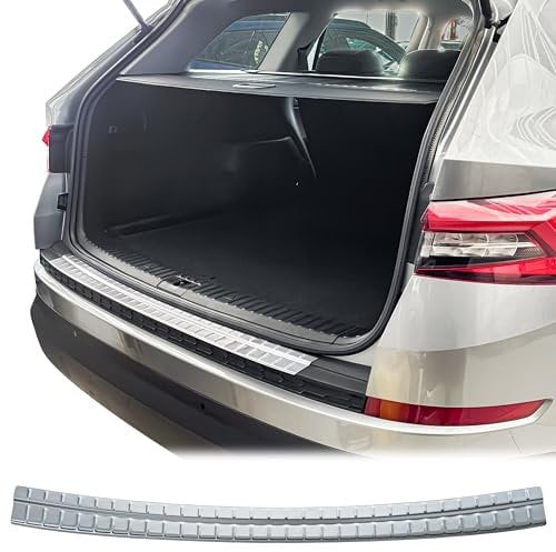 RECAMBO Ladekantenschutz Edelstahl matt gebürstet mit Textur - kompatibel für Skoda Kodiaq I - BJ 2016-2023 - Styling und Schutz für die Stoßstange
