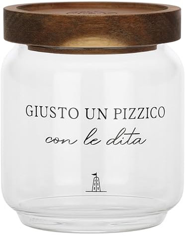 La Porcellana Bianca - Barattolo contenitore sale in vetro borosilicato, capacità 400 ml, collezione I Garbati