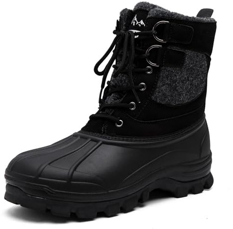 Maxome Mens Winter Boots Waterproof Insulated Fur Lined Snow Boots Lightweight Outdoor Non Slip Lace-Up Hiking Booties