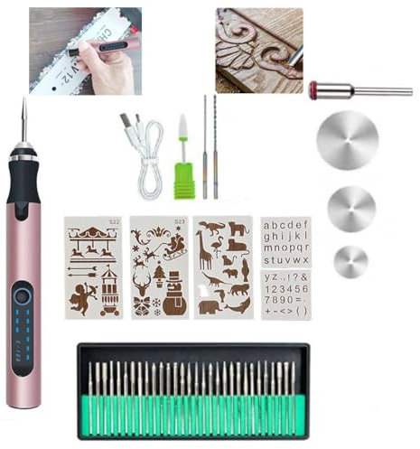 Stylo de gravure conçu for les bricoleurs, stylo de gravure rechargeable USB, stylo de gravure électrique, stylo de gravure sans fil for métal, bois, verre et plastique(Rose Gold)