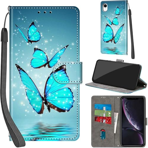 PHINIENLAND Handyhülle für iPhone XR Klapphülle Leder Wallet Türkis | 3 Kartenfächer & 1 Geldfach, Magnetverschluss, Ständerfunktion, robuste premium PU leder klapphülle für iPhone XR