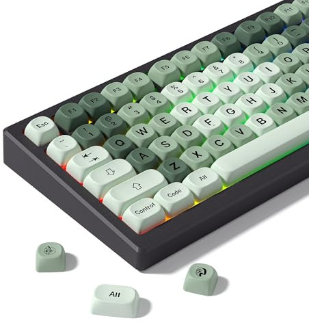 Womier PBT MOA Keycaps, Custom Keyboard Keycaps 60 65 75 100 Prozent, Gradient Matcha Caps Set, 5 Side Dye Sublimation for Cherry Gateron MX Switches Keyboards, Green