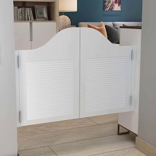 GLMGBP Puerta batiente Doble Puertas batientes de cafetería Blancas, Puerta batiente Occidental, Puertas con Rejilla para el hogar para el Pasillo Interior, Puerta de mayordomo de Media Cintura PU