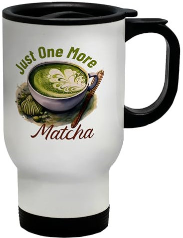 Shopagift Just One More Matcha Funny Travel Mug Green Tea Lover Stainless Steel 14oz Cup