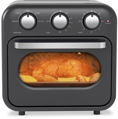 Friggitrice ad Aria Superior Vintage Empotec Colore Grigio Forno 230 Gradi Cottura Timer 16 LT Potenza 1200-1400W Voltaggio 220-240V Manopole Multifunzione Essiccatore di Alimenti Air Fryer (Grigio)