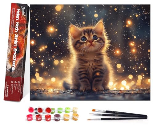 Bougimal Peinture par Numero Adulte Animal, Sans Cadre inclure Pinceaux et Acryliques Peintures - 40x50 cm, Chat