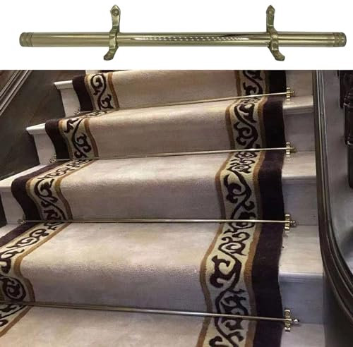 SGKOMN Treppenstangen aus 100% massivem Messing für Holzstufen, rutschfeste Halterung für Treppenteppiche im Innenbereich, geeignet für Teppichläufer bis zu 100 cm(One Color-13 pcs)