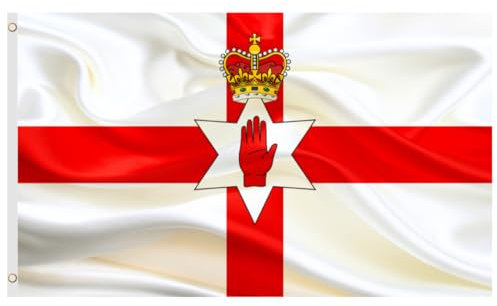 Second Ave Nordirland-Flagge, 152 x 91 cm, groß, mit Messingösen, irische Nationalhand von Ulster, Bannerflagge