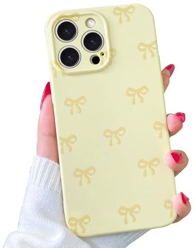 Case for iPhone 16 Pro Max, Cute Ribbon Bow Pattern, Stylish Simple Phone Case, Raised Lens Edge Protection, Aesthetic Bowknot Slim Soft TPU Durable Protective Cover for iPhone 16 Pro Max -Yellow