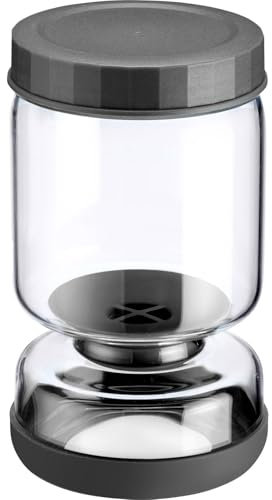 Westmark Abtropfglas 1 Stk – Multifunktionales Einlegeglas für Kimchi & Gurken zum Abtropfen und Servieren – Transparent/Schwarz, 900 ml