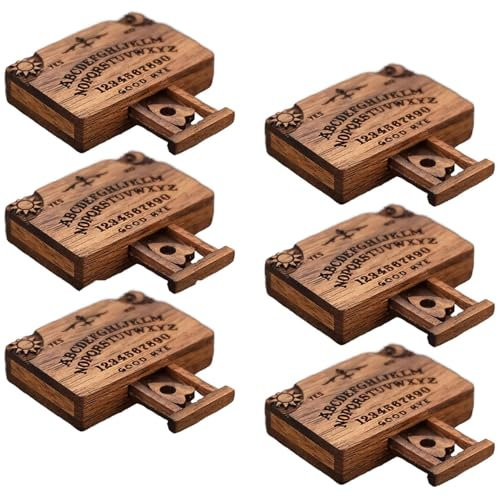 Lot de 6 planches à découper Ouija avec planchette - Maison de Ouija avec planchette - Jeux miniatures - Planche Ouija - Planche de divination - Witchboard - Spirit Board - Pour les fans de