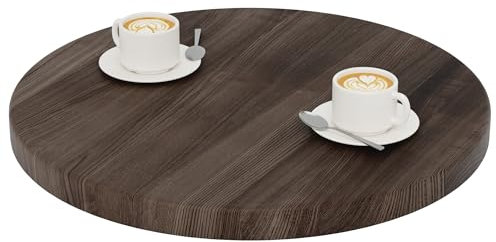 LAMO Manufaktur Tischplatte rund 60 cm aus Naturholz | Holzplatte für Couchtisch, Stehtisch, Bartisch | Stärke: 40 mm | Farbe: Ebenholz