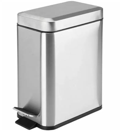 Stainless Steel Trash Can Large-Capacity Hotel Trash Can -Soft Close, Rectangular Bin 5L With Liner And Lid, Use As Mini Garbage Basket, Slim Trash Can, Or Decor In Bathroom(5l)