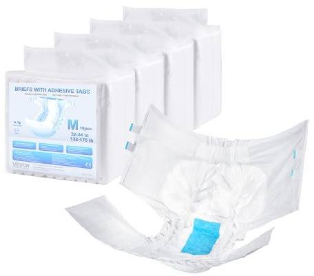 VEVOR Mutandine per Incontinenza per Adulti, Mutande Protettive ad Alto Potere Assorbente, Pannolini Monouso con 3D Protezione e Indicatore di Umidità, Taglia M, 40 Pezzi, 4 Confezioni da 10