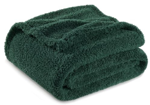 Exclusivo Mezcla Kuscheldecke Sofadecke, Flauschige Decke, 130x150 cm | Fleecedecke für Sofa und Bett, Wohndecke als Bettüberwurf, weich und leicht für Sommer, Dunkelgrün