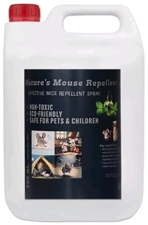 Peppermint Oil Spray for Rat Repellent (2.5 litres) - Non Toxic Strong Scent Deterrent All Size Rodent and Mouse, Indoor Outdoor Use, Natural, Pet & Child Friendly, Quickest Way Get Rid of Mice