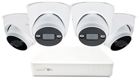 Swann AdvancedX 5MP Series / 8ch White NVR / 1TB / 4x ADVX5MPD 5MP Spotlight Dome IP Cameras
