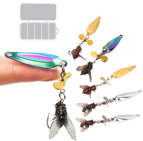 JINGLING Angelköder – realistischer Metallpropellerköder – 5 Stück vibrierende Kunstköder für Black Bass Forelle Zander Wels Lachs im Fluss See
