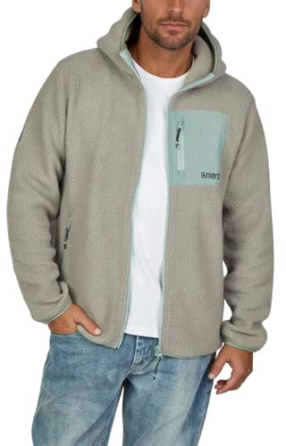 riverso Fleecejacke Herren mit Kapuze Regular Fit RIVLennox Teddyfleece | Kapuzenjacke Winterjacke Übergangsjacke Stehkragen Schwarz Grün Grau S M L XL XXL 3XL 4XL 5XL
