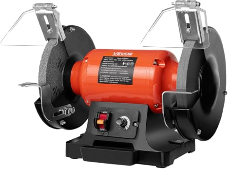 VEVOR Bench Grinder, 8-inch Variable Speed Bench Grinder, 2000-3450RPM Table Grinders with 550W 5.0A 3/4Hp Induction Motor, 36/60-Grit Grinding Wheel & Adjustable Eye Shield for Sharpening Grinding