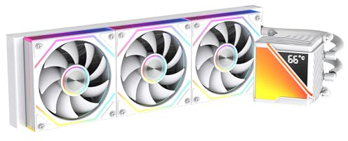 TZMRIT SR360-RS CPU Aio Water Cooling 360 mm with Temperature Display, 80 x 80 mm Jelly Design Large Cold Head, for LGA115X/1200/1700/1366/2011/2066, for AM3/AM3+/AM4/AM5 (WH)
