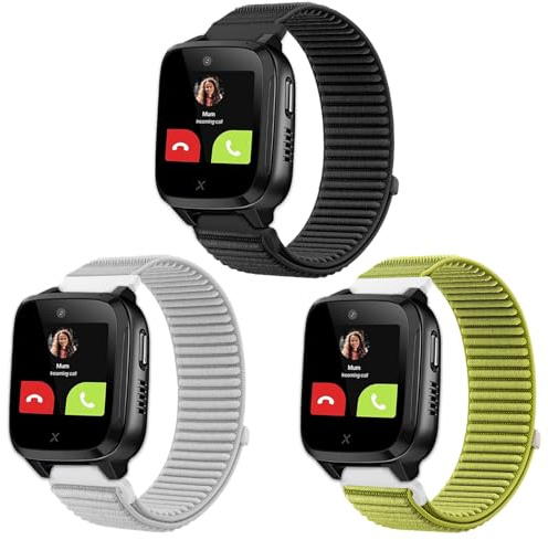 SUGARJAR 3-Stück Kinder Armband kompatibel mit XPLORA X5 Armband, 16mm Weich Nylon Ersatzarmband für XPLORA X5 Play/XGO3/XGO2/Kidzi Klettverschluss Verstellbare Mädchen Jungen
